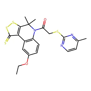 1-(8-ethoxy-4,4-dimethyl-1-thioxo-1,4-dihydro-5H-[1,2]dithiolo[3,4-c]quinolin-5-yl)-2-[(4-methylpyrimidin-2-yl)sulfanyl]ethanone structure