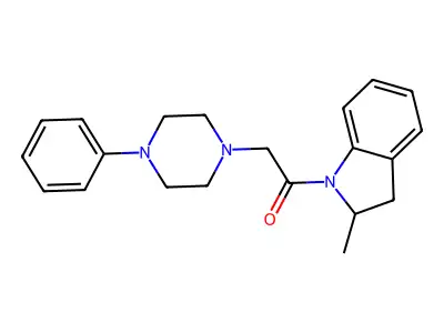 Ethanone, 1-(2-methyl-2,3-dihydroindol-1-yl)-2-(4-phenylpiperazin-1-yl)- structure