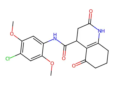 N-(4-chloro-2,5-dimethoxyphenyl)-2,5-dioxo-1,2,3,4,5,6,7,8-octahydroquinoline-4-carboxamide structure