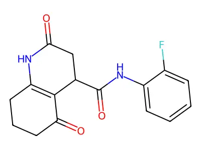 N-(2-fluorophenyl)-2,5-dioxo-1,2,3,4,5,6,7,8-octahydroquinoline-4-carboxamide structure