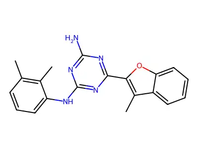 N-(2,3-dimethylphenyl)-6-(3-methyl-1-benzofuran-2-yl)-1,3,5-triazine-2,4-diamine structure