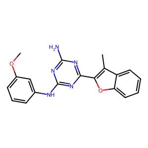 N-(3-Methoxy-phenyl)-6-(3-methyl-benzofuran-2-yl)-[1,3,5]triazine-2,4-diamine structure