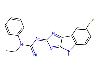 3-(7-bromo-4H-imidazo[4,5-b]indol-2-ylidene)-1-ethyl-1-phenylguanidine structure
