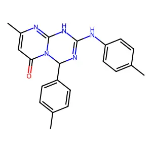8-methyl-4-(4-methylphenyl)-2-[(4-methylphenyl)amino]-1,4-dihydro-6H-pyrimido[1,2-a][1,3,5]triazin-6-one structure