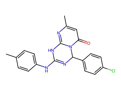 4-(4-chlorophenyl)-8-methyl-2-[(4-methylphenyl)amino]-1,4-dihydro-6H-pyrimido[1,2-a][1,3,5]triazin-6-one structure