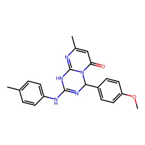 4-(4-methoxyphenyl)-8-methyl-2-[(4-methylphenyl)amino]-1,4-dihydro-6H-pyrimido[1,2-a][1,3,5]triazin-6-one structure
