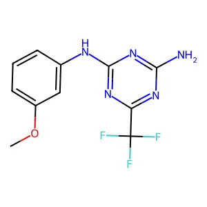 N-(3-methoxyphenyl)-6-(trifluoromethyl)-1,3,5-triazine-2,4-diamine structure