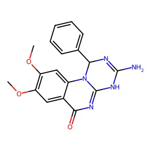 3-amino-8,9-dimethoxy-1-phenyl-1H-[1,3,5]triazino[1,2-a]quinazolin-6-ol structure