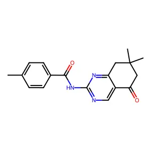 N-(7,7-dimethyl-5-oxo-5,6,7,8-tetrahydroquinazolin-2-yl)-4-methylbenzamide structure