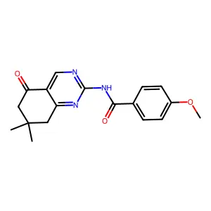 N-(7,7-dimethyl-5-oxo-5,6,7,8-tetrahydroquinazolin-2-yl)-4-methoxybenzamide structure