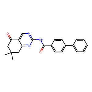 N-(7,7-dimethyl-5-oxo(6,7,8-trihydroquinazolin-2-yl))(4-phenylphenyl)carboxami de structure