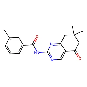 N-(7,7-dimethyl-5-oxo-5,6,7,8-tetrahydroquinazolin-2-yl)-3-methylbenzamide structure