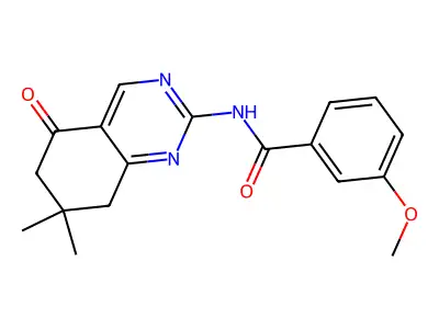 N-(7,7-dimethyl-5-oxo-5,6,7,8-tetrahydroquinazolin-2-yl)-3-methoxybenzamide structure