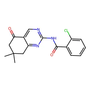 2-chloro-N-(7,7-dimethyl-5-oxo-5,6,7,8-tetrahydroquinazolin-2-yl)benzamide structure
