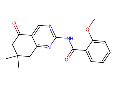 N-(7,7-dimethyl-5-oxo-5,6,7,8-tetrahydroquinazolin-2-yl)-2-methoxybenzamide structure