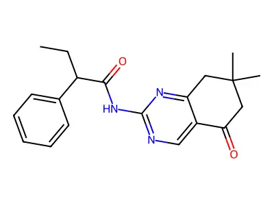 N-(7,7-dimethyl-5-oxo-5,6,7,8-tetrahydroquinazolin-2-yl)-2-phenylbutanamide structure