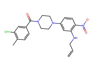 (3-chloro-4-methylphenyl)-[4-[4-nitro-3-(prop-2-enylamino)phenyl]piperazin-1-yl]methanone structure