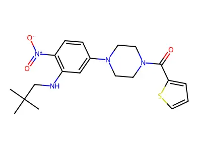[4-[3-(2,2-dimethylpropylamino)-4-nitrophenyl]piperazin-1-yl]-thiophen-2-ylmethanone structure