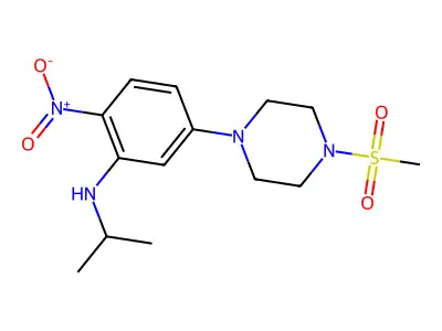 5-(4-methylsulfonylpiperazin-1-yl)-2-nitro-N-propan-2-ylaniline structure