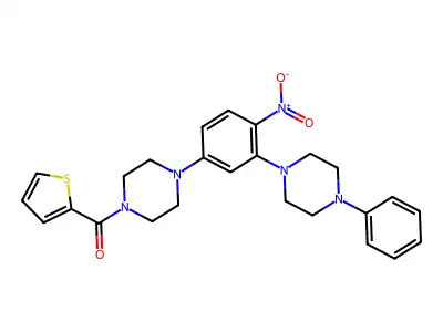 [4-[4-nitro-3-(4-phenylpiperazin-1-yl)phenyl]piperazin-1-yl]-thiophen-2-ylmethanone structure