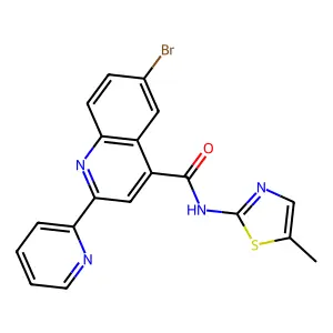 6-bromo-N-(5-methyl-1,3-thiazol-2-yl)-2-(pyridin-2-yl)quinoline-4-carboxamide structure