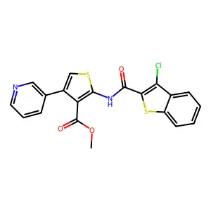methyl 2-(3-chlorobenzo[b]thiophene-2-carboxamido)-4-(pyridin-3-yl)thiophene-3-carboxylate structure