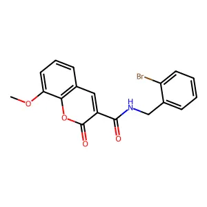 N-[(2-bromophenyl)methyl]-8-methoxy-2-oxochromene-3-carboxamide structure