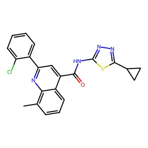 2-(2-chlorophenyl)-N-(5-cyclopropyl-1,3,4-thiadiazol-2-yl)-8-methylquinoline-4-carboxamide structure
