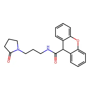 N-[3-(2-oxopyrrolidin-1-yl)propyl]-9H-xanthene-9-carboxamide structure