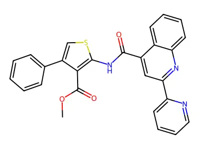Methyl 4-phenyl-2-[(2-pyridin-2-ylquinoline-4-carbonyl)amino]thiophene-3-carboxylate structure