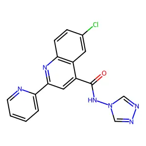 6-chloro-2-pyridin-2-yl-N-(1,2,4-triazol-4-yl)quinoline-4-carboxamide structure