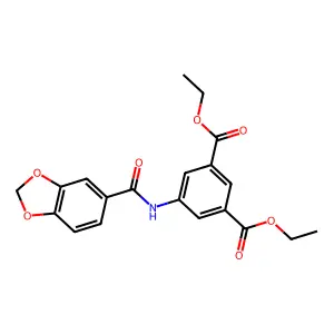 Diethyl 5-[(1,3-benzodioxol-5-ylcarbonyl)amino]benzene-1,3-dicarboxylate structure