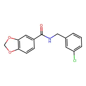 N-[(3-chlorophenyl)methyl]-1,3-benzodioxole-5-carboxamide structure