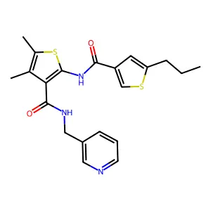 4,5-dimethyl-2-[(5-propylthiophene-3-carbonyl)amino]-N-(pyridin-3-ylmethyl)thiophene-3-carboxamide structure