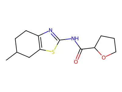 N-(6-methyl-4,5,6,7-tetrahydro-1,3-benzothiazol-2-yl)oxolane-2-carboxamide structure