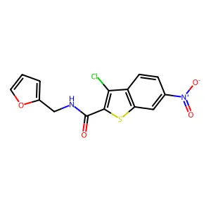 3-chloro-N-(furan-2-ylmethyl)-6-nitro-1-benzothiophene-2-carboxamide structure