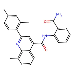 N-(2-carbamoylphenyl)-2-(2,4-dimethylphenyl)-8-methylquinoline-4-carboxamide structure