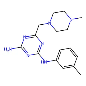 N-(3-methylphenyl)-6-[(4-methylpiperazin-1-yl)methyl]-1,3,5-triazine-2,4-diamine structure
