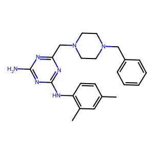 6-[(4-benzylpiperazin-1-yl)methyl]-N-(2,4-dimethylphenyl)-1,3,5-triazine-2,4-diamine structure