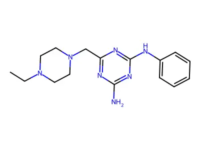 6-[(4-ethylpiperazin-1-yl)methyl]-N-phenyl-1,3,5-triazine-2,4-diamine structure