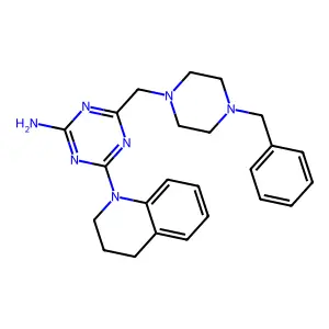 4-[(4-benzyl-1-piperazinyl)methyl]-6-(3,4-dihydro-1(2H)-quinolinyl)-1,3,5-triazin-2-amine structure