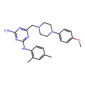 N-(2,4-dimethylphenyl)-6-{[4-(4-methoxyphenyl)piperazin-1-yl]methyl}-1,3,5-triazine-2,4-diamine structure