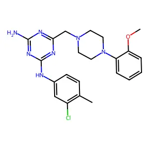 2-N-(3-chloro-4-methylphenyl)-6-[[4-(2-methoxyphenyl)piperazin-1-yl]methyl]-1,3,5-triazine-2,4-diamine structure