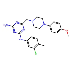 N-(4-amino-6-{[4-(4-methoxyphenyl)piperazino]methyl}-1,3,5-triazin-2-yl)-N-(3-chloro-4-methylphenyl)amine structure