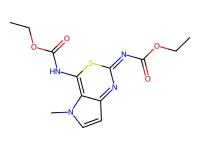 Carbamic acid, (5-methylpyrrolo(3,2-d)(1,3)thiazin-2-yl-4-ylidene)bis-, diethyl ester structure