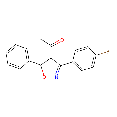 Ethanone, 1-[3-(4-bromophenyl)-4,5-dihydro-5-phenyl-4-isoxazolyl]- structure
