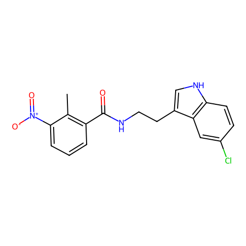 N-[2-(5-chloro-1H-indol-3-yl)ethyl]-2-methyl-3-nitrobenzamide structure
