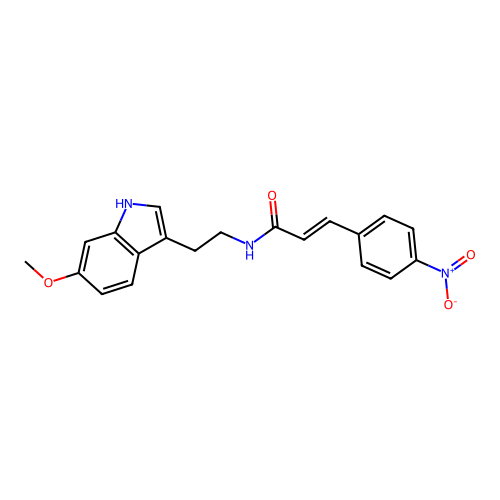 (2E)-N-[2-(6-methoxy-1H-indol-3-yl)ethyl]-3-(4-nitrophenyl)prop-2-enamide structure