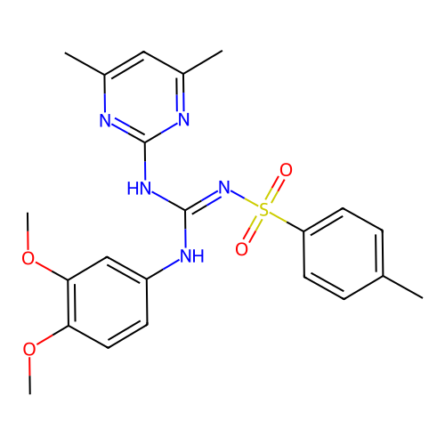 1-(3,4-dimethoxyphenyl)-3-(4,6-dimethylpyrimidin-2-yl)-2-(4-methylphenyl)sulfonylguanidine structure