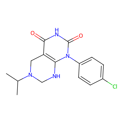 1-(4-chlorophenyl)-6-propan-2-yl-7,8-dihydro-5H-pyrimido[4,5-d]pyrimidine-2,4-dione structure